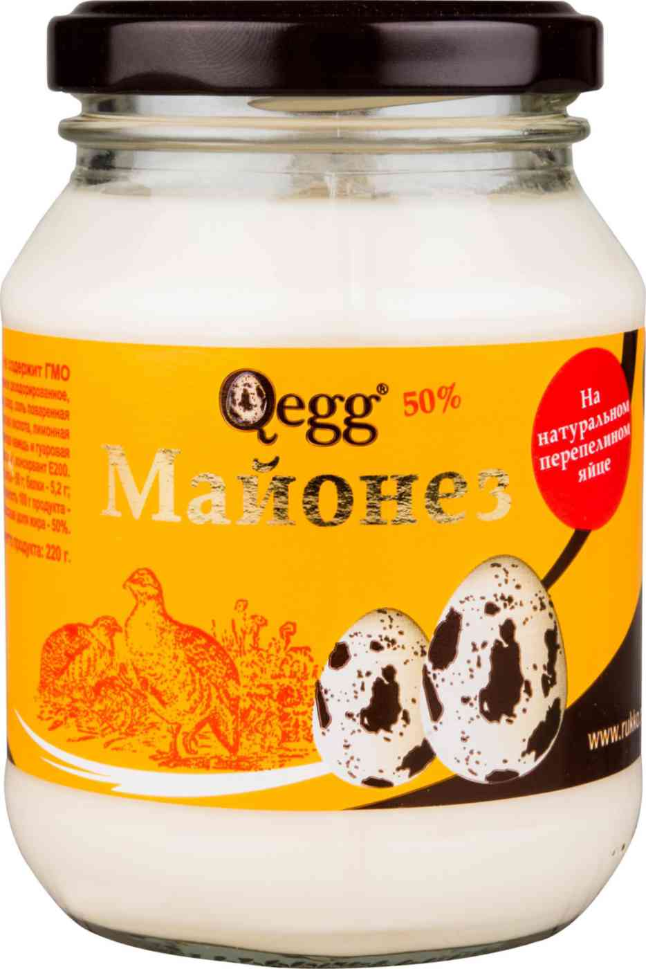 

Майонез Qegg на перепелиных яйцах, 50% 220 г