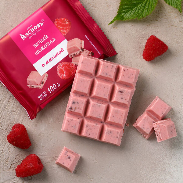 Шоколад белый с малиной МясновЪ Буфет от КуулКлевер 100 г