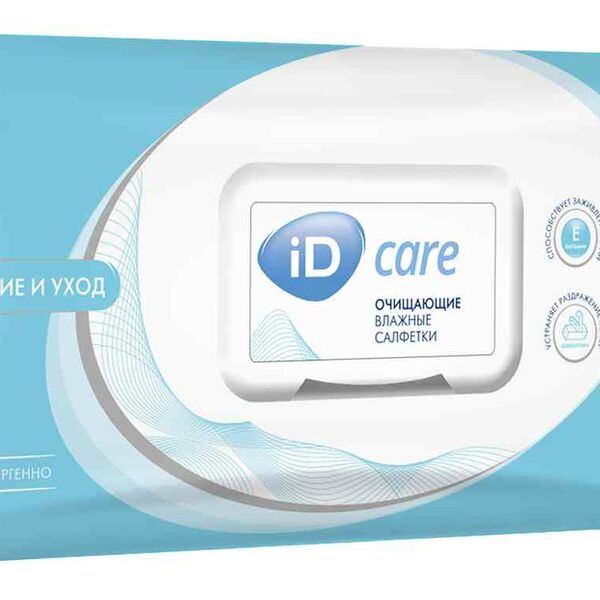 Влажные салфетки очищающие iD care Очищение и уход, 64 шт.
