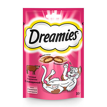Корм Dreamies Лакомые подушечки сухой для взрослых кошек с говядиной