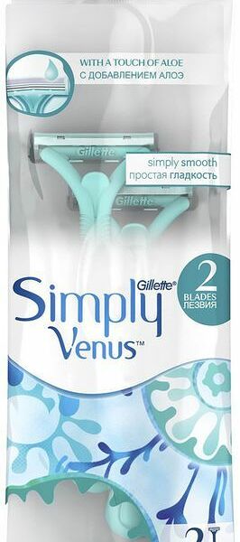 Бритвенный станок Venus Simply женский одноразовый, 2 лезвия, 2 шт.