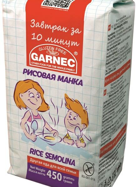 Крупка рисовая Garnec Рисовая манка  без глютена 450г