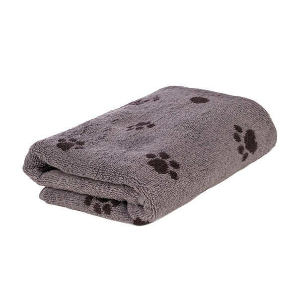 Полотенце для кошек и собак, 50х90 см, серое с лапками