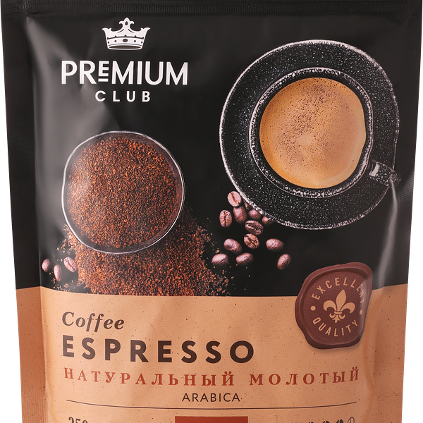 Кофе молотый PREMIUM CLUB Espresso, 250г