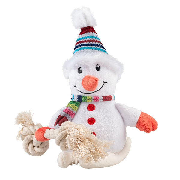 Игрушка для собак Duvo+ Снеговик с канатом плюшевая