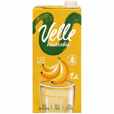 Напиток овсяный Velle банановый на растительной основе обогащённый кальцием ультрапастеризованный 3.2% 1 л