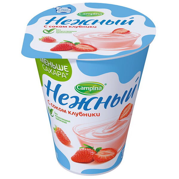 Продукт йогуртный Нежный с соком клубники жир. 1.2% вес 320 г