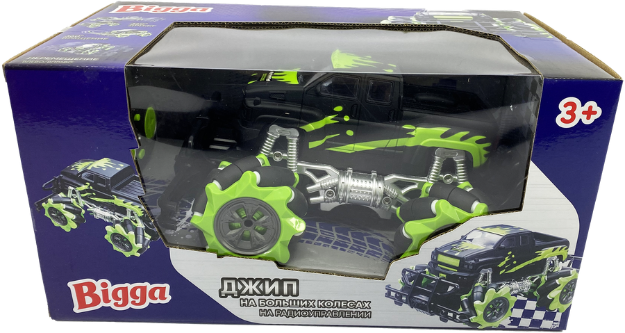 

Машинка на радиоуправлении BIGGA Джип на больших колесах 1:18