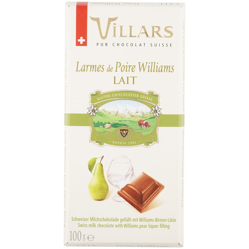 

Шоколад молочный Villars с грушевым бренди 100 г