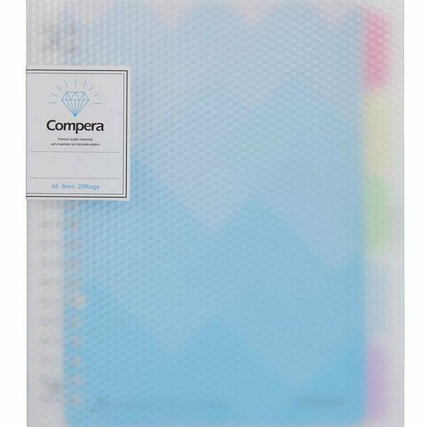 Бизнес-тетрадь Тетрадь на кольцах А5, линия, 50 листов, с разделителями Comix C7105 BU прозрачно-голубой