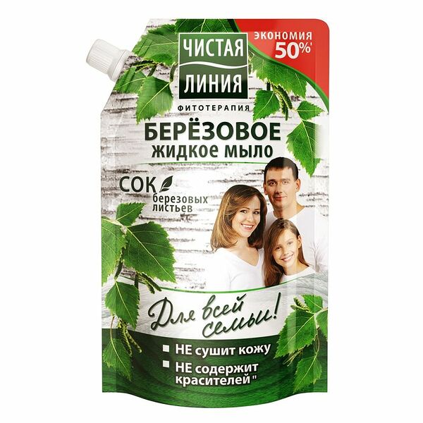 Мыло жидкое Чистая Линия Для всей семьи берёзовое, 500мл