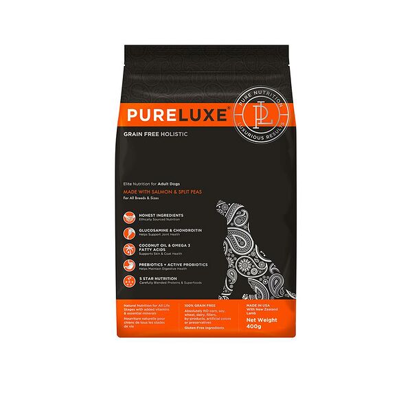 Корм для собак PURELUXE лосось с горошком сух. 400г