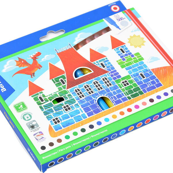 Фломастеры Berlingo 18 цветов вентилируемый кончик картон