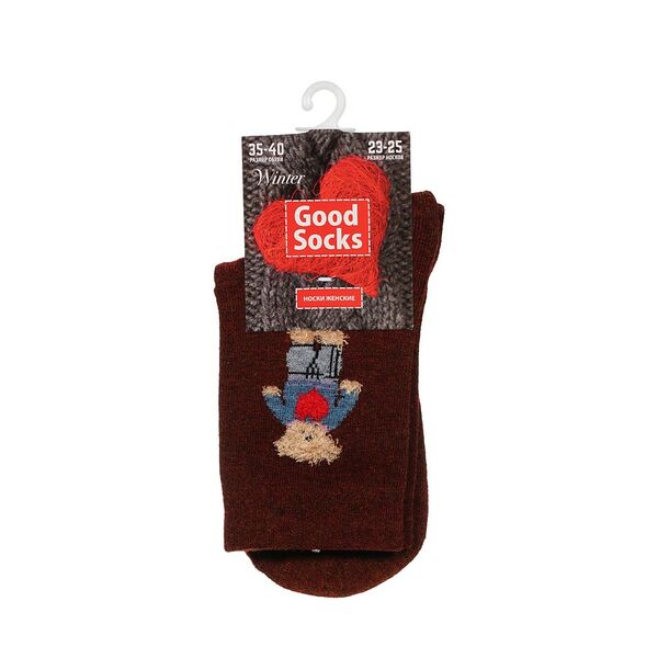 Женские носки с рисунком Good Socks Winter Мишка Коричневый р.35-40