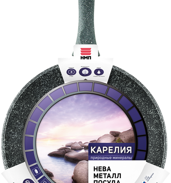 Сковорода НЕВА МЕТАЛЛ ПОСУДА Природные минералы Карелия 22см литой алюминий Арт. 2322