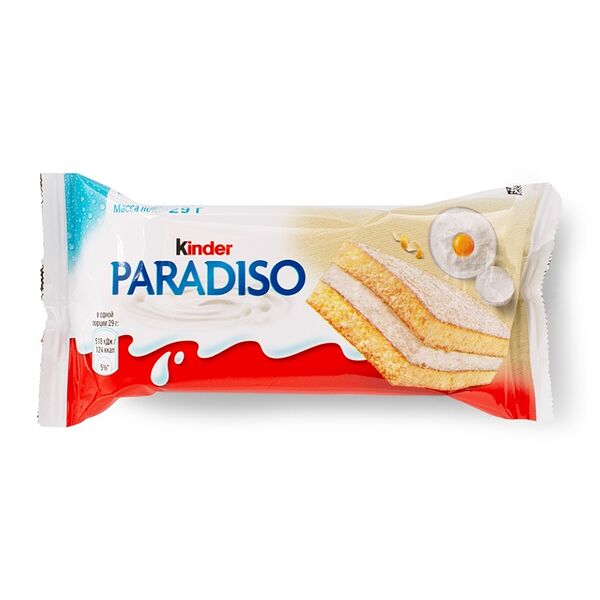 Пирожное бисквитное Kinder Paradiso с молочной начинкой и вкусом лимона