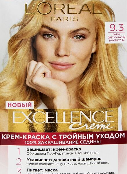 Крем-краска для волос Loreal Paris Excellence creme 9.3 Очень светло-русый золотистый