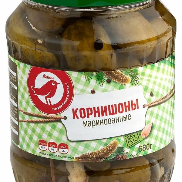 Корнишоны АШАН Красная птица маринованные