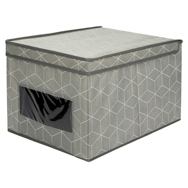 Кофр для хранения Домовой Ромбы, 40х30х25 см, с прозрачным окном, нетканый материал