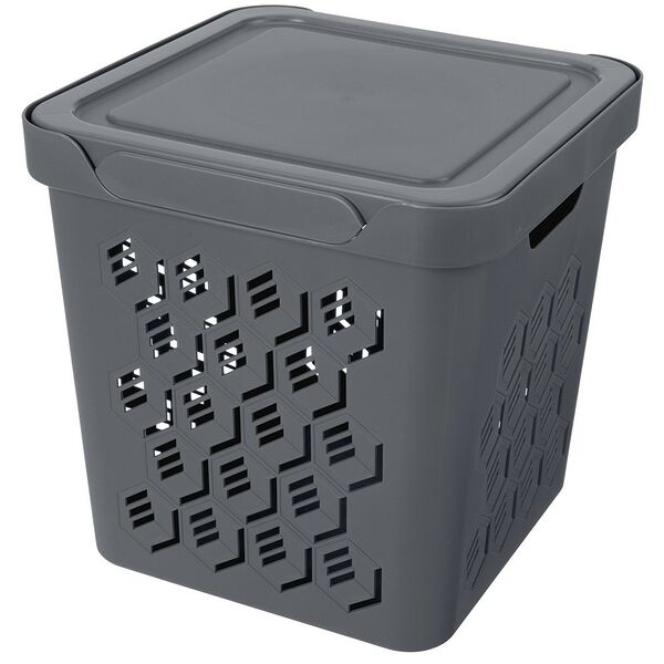 Коробка Econova Deluxe с крышкой, 286х286х286 мм, 18 л, серый