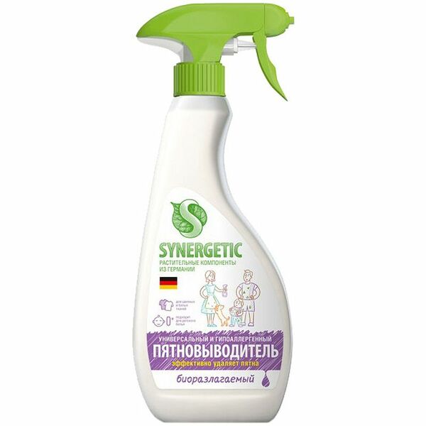 Пятновыводитель Synergetic для предварительной обработки пятен гипоаллергенный универсальный, 500мл