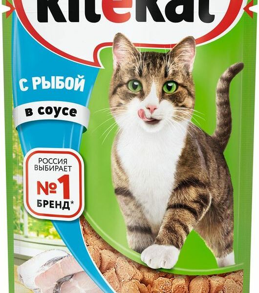 Корм влажный Kitekat с рыбой в соусе для взрослых кошек 85г