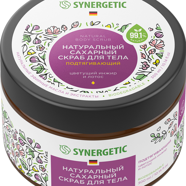 Скраб для тела Synergetic Цветущий инжир и лотос подтягивающий 300 мл