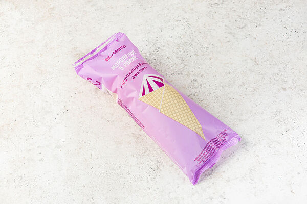 Мороженое в рожке с черносмородиновым джемом(Продукт замороженный)