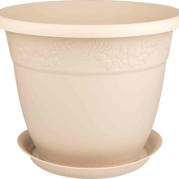 Кашпо с поддоном Idea Рябина, цвет: латте