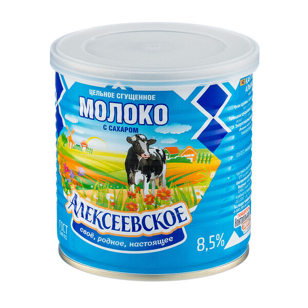 Молоко сгущённое цельное Алексеевское с сахаром 8,5%
