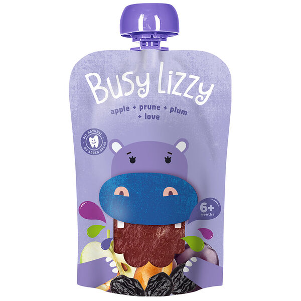 Пюре фруктовое Busy Lizzy Яблоко, чернослив, слива, с 6 месяцев
