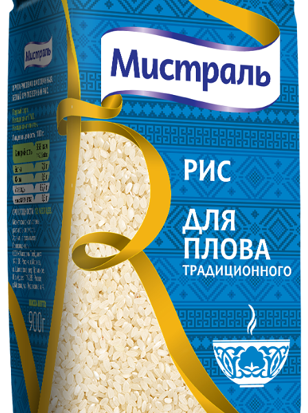 Рис для плова круглозёрный Кубань Мистраль белый