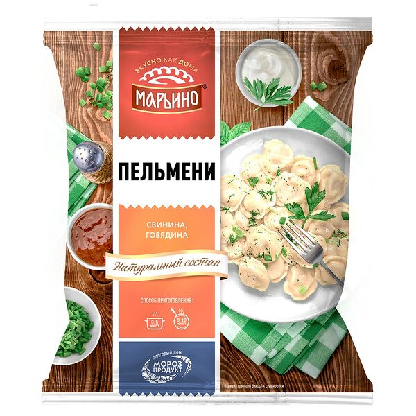 Пельмени Марьино со свининой и говядиной 800г