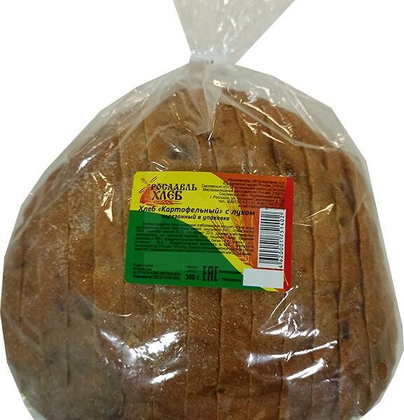 Хлеб Рославль картофельный с луком подовый в нарезку