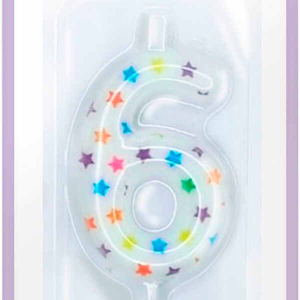 Свеча-цифра 6 Пакетико Happy Birthday цвет в ассортименте