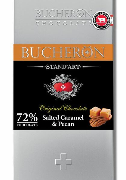 Шоколад горький Bucheron с солёной карамелью и пеканом, 100г