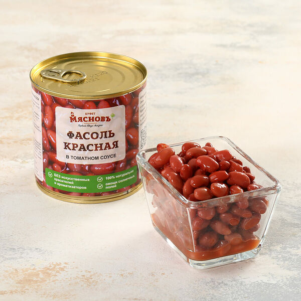 Фасоль красная в томатном соусе консервированная стерилизованная ж/б МясновЪ Буфет