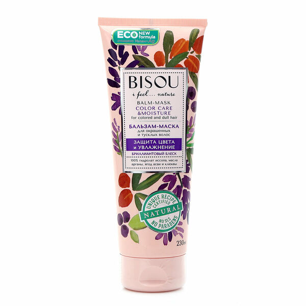 Бальзам-маска Bisou для окрашенных и тусклых волос Защита цвета и увлажнение