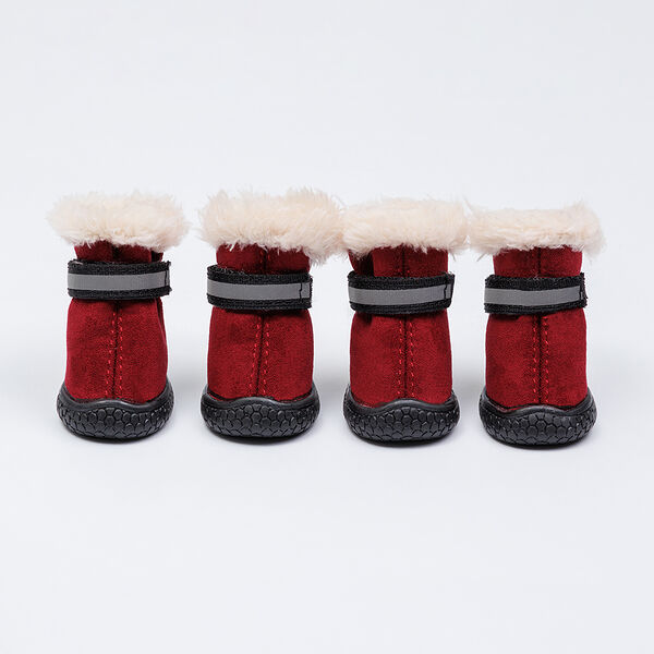 Ботинки с мехом для собак, XL, малиновые