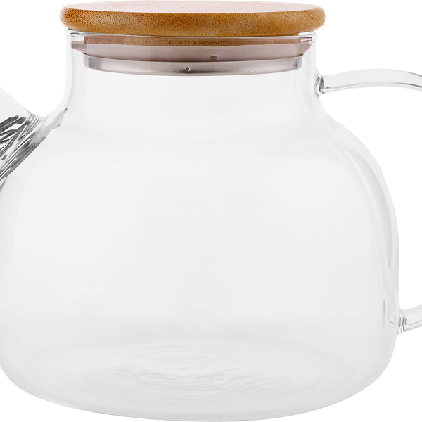Чайник заварочный HOMECLUB Ginger, боросиликатное стекло, бамбук, крышка, 1л