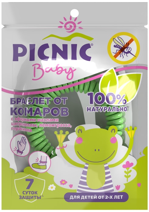 

Репеллентный браслет от комаров Picnic Baby 1 шт. цвет в ассортименте