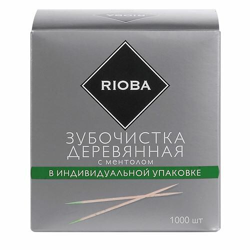 Зубочистки Rioba деревянные с ментолом 6.5 см, 1000 шт.