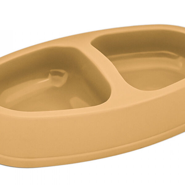 Миска для собак и кошек Дарэленд ЕВРО двойная пластиковая, бежевая 250 мл