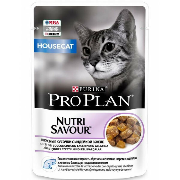 Purina Pro plan Влажный корм Pro Plan Nutri Savour для взрослых кошек, живущих дома, вкусные кусочки с индейкой, в желе