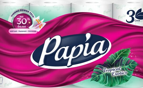 Туалетная бумага Papia Tropical Exotics 3 слоя 8 рулона