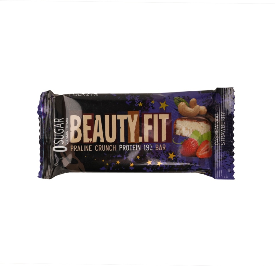 

Батончик натуральный низкоуглеводный "Пралине Кранч" КЕШЬЮ+КЛУБНИКА Beauty.Fit 75 г, Россия