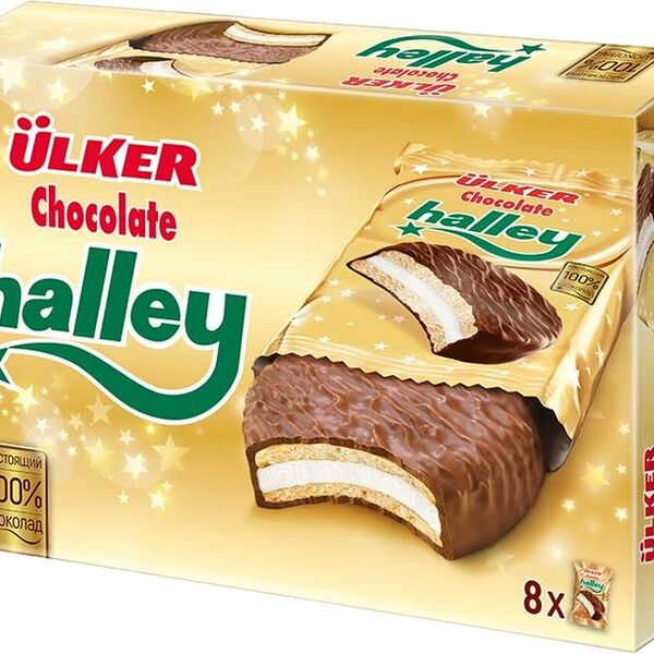 Печенье Ulker Halley сэндвич покрытое молочным шоколадом с маршмэллоу 224 г