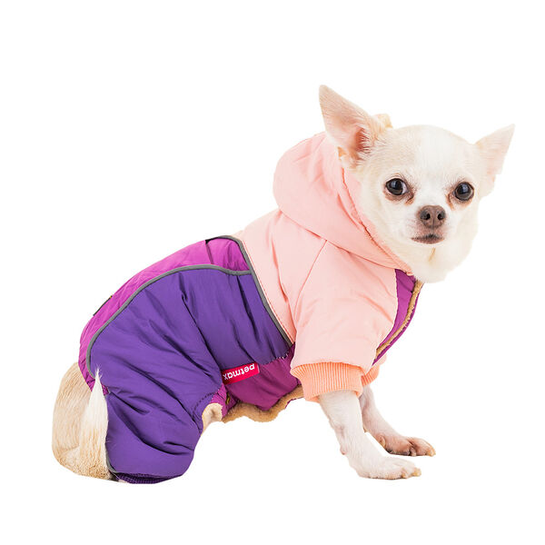 Комбинезон с капюшоном для собак S фиолетовый (девочка)