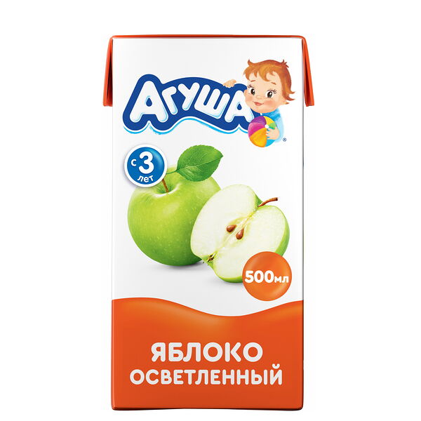 Детский яблочный сок Агуша 500мл, с 3 лет