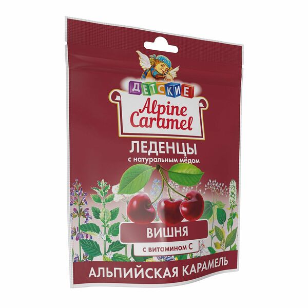 Alpine Caramel леденцы  детские с натуральным медом и витамином C со вкусом вишни 75 г